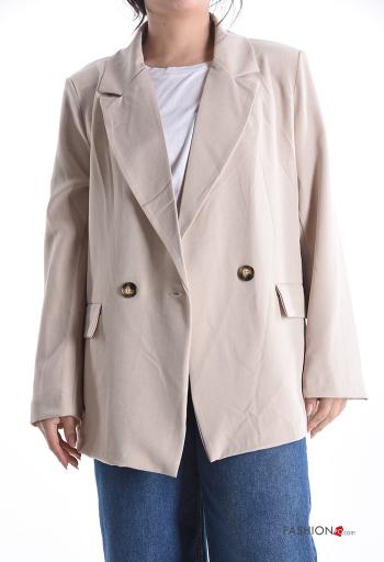 Blazer com gola com botões com bolsos com forro - ph 1