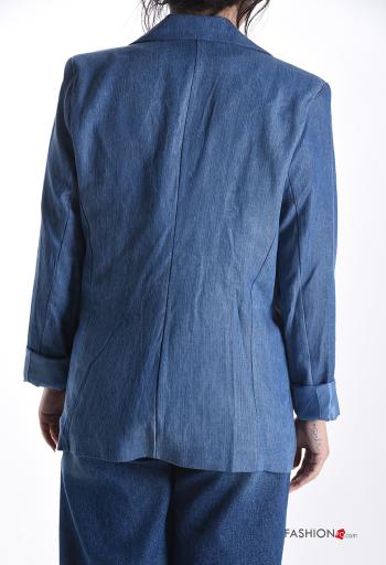 denim with collar Blazer with buttons with lining - ph 2