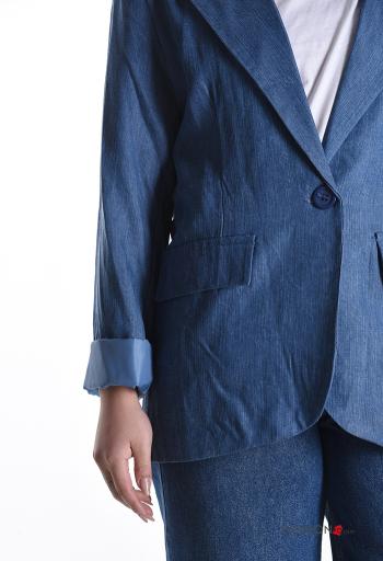denim with collar Blazer with buttons with lining - ph 4