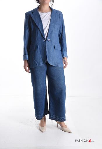 denim with collar Blazer with buttons with lining - ph 5