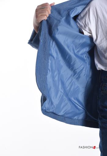 denim with collar Blazer with buttons with lining - ph 6