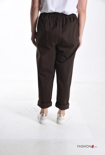 Pantalone in Cotone con elastico con bottoni con tasche - ph 2