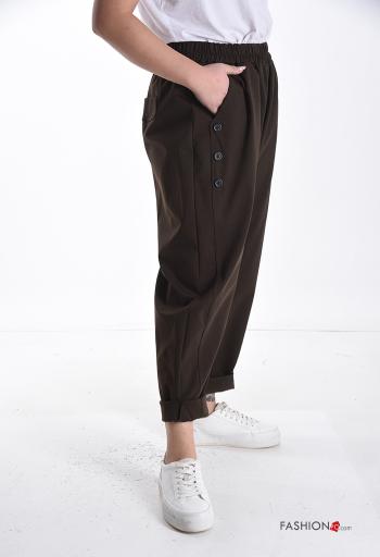 Cotton Trousers with buttons with elastic with pockets - ph 3