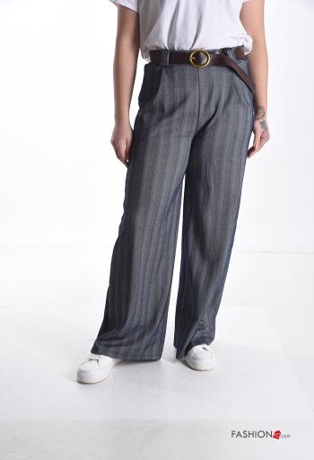 wide leg Trousers with belt with pockets - ph 1