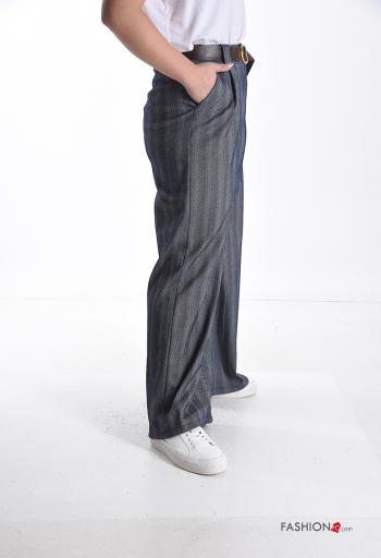 wide leg Trousers with belt with pockets - ph 3