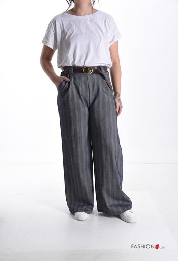 wide leg Trousers with belt with pockets - ph 5