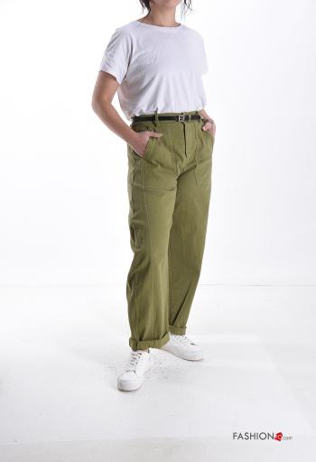 Jeans in Cotone wide leg con cintura con tasche - ph 5