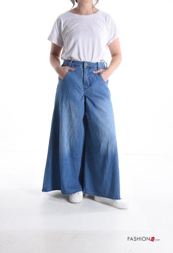 wide leg Cotton Jeans with pockets - ph 5