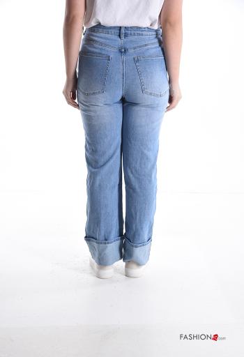 wide leg Cotton Jeans with pockets - ph 2