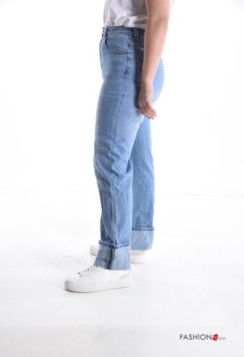 wide leg Cotton Jeans with pockets - ph 3