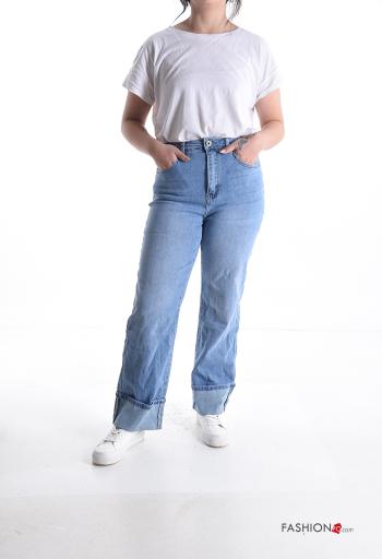 wide leg Cotton Jeans with pockets - ph 5