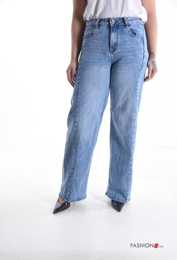 Jeans in Cotone wide leg con tasche - ph 1