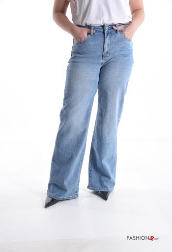 Jeans in Cotone wide leg con tasche - ph 1