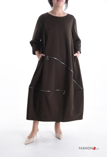 Robe en Coton oversize manches longues avec poches avec fermeture éclair