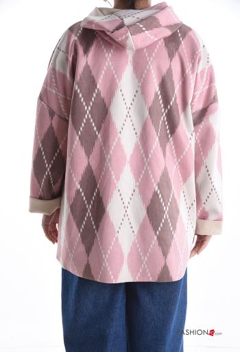 Veste Suède manches longues à Imprimé Géométrique avec poches à capuche avec fermeture éclair - ph 2