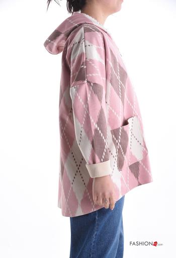 Veste Suède manches longues à Imprimé Géométrique avec poches à capuche avec fermeture éclair - ph 3