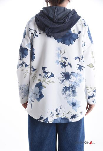 Blumenmuster lange ärmel Sweatshirt mit Kapuze mit kordelzug - ph 2