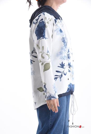 Blumenmuster lange ärmel Sweatshirt mit Kapuze mit kordelzug - ph 3