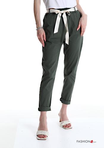 Cotton Trousers with pockets with ribbon