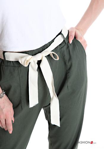 Hose aus Baumwolle mit Taschen mit Band - ph 4