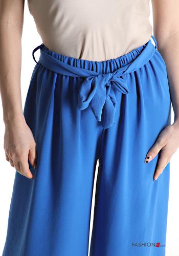 hoher Taille wide leg Hose mit gummizug mit schärpe - ph 4