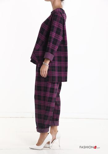 Conjunto em Algodão Padrão Tartan com bolsos com elástico - ph 3