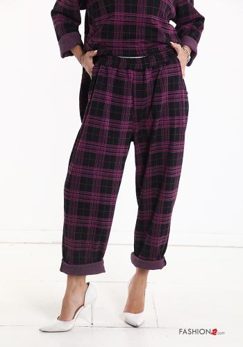 Conjunto em Algodão Padrão Tartan com bolsos com elástico - ph 5