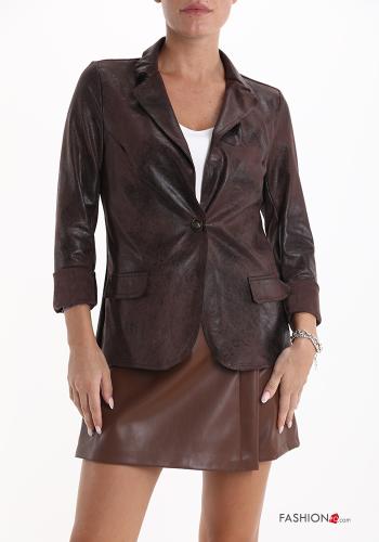 faux leather Blazer with buttons without lining - ph 1
