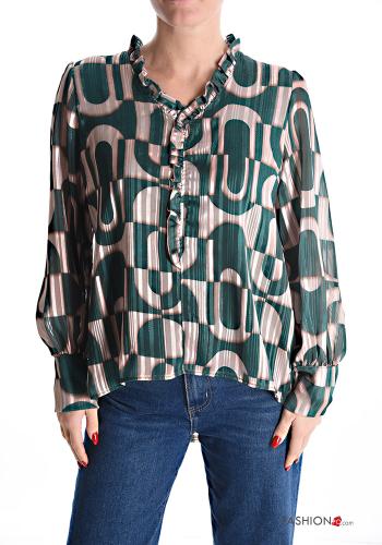 Blouse lurex imprimé à col en V - ph 1