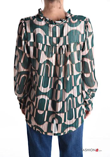 Blouse lurex imprimé à col en V - ph 2