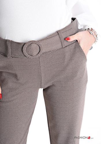 gepunktet Hose mit Gürtel mit Taschen - ph 4