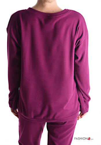 Patterned crew neck Cotton Sweatshirt with drawstring - ph 2