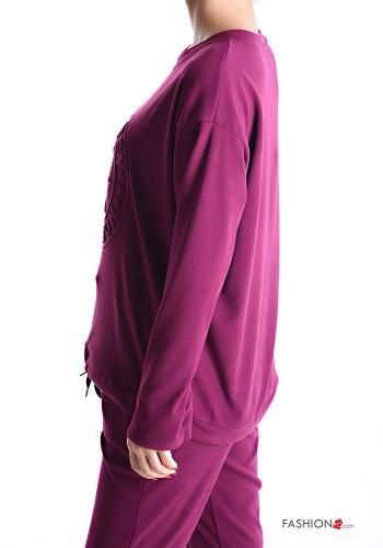 Patterned crew neck Cotton Sweatshirt with drawstring - ph 3