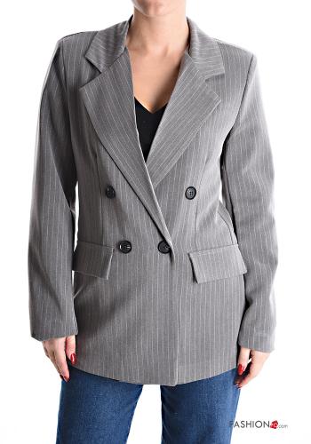 Blazer doppio petto con colletto Fantasia righe con bottoni con fodera - ph 1