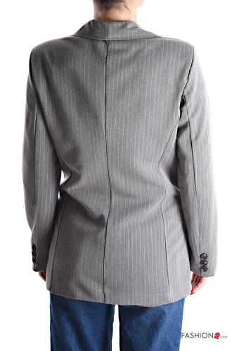 Blazer doppio petto con colletto Fantasia righe con bottoni con fodera - ph 2