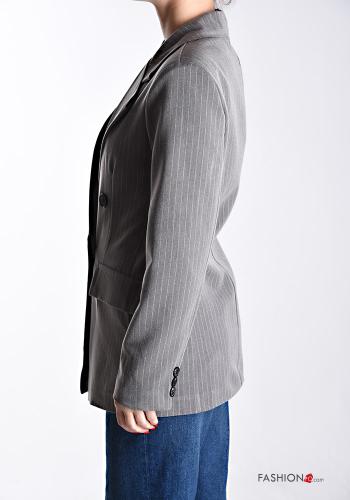 Blazer doppio petto con colletto Fantasia righe con bottoni con fodera - ph 3