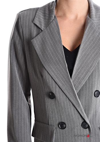 Blazer doppio petto con colletto Fantasia righe con bottoni con fodera - ph 4