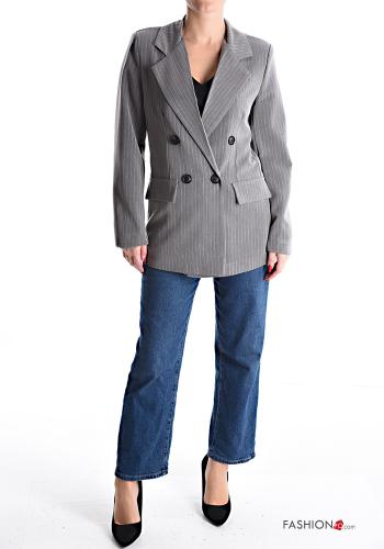 Blazer doppio petto con colletto Fantasia righe con bottoni con fodera - ph 5