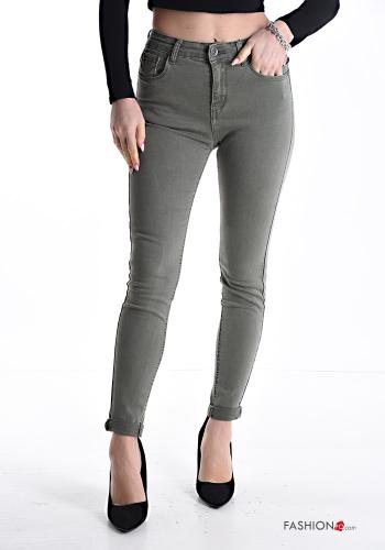 Jeans in Cotone skinny con tasche