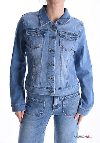 denim Cotton Jacket with buttons with pockets - ph 1