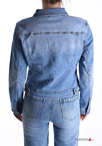 denim Cotton Jacket with buttons with pockets - ph 2