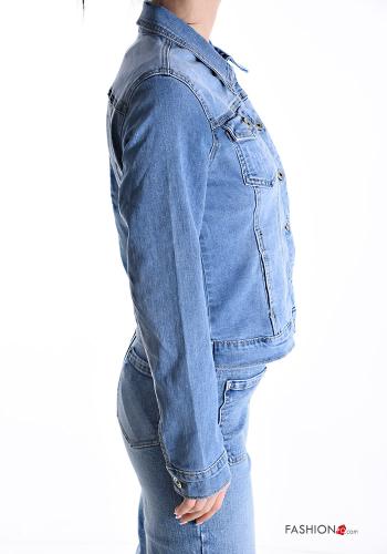 denim Cotton Jacket with buttons with pockets - ph 3