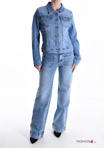 denim Cotton Jacket with buttons with pockets - ph 5