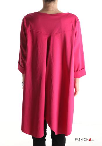asymmetrisch Bluse aus Baumwolle mit Taschen 3/4 ärmel - ph 2