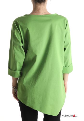 Blusa in Cotone con fibbia asimmetrico maniche a tre quarti - ph 2