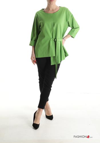 Blusa in Cotone con fibbia asimmetrico maniche a tre quarti - ph 5