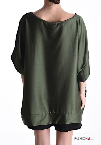 Blouse col rond oversize satin manches courtes - ph 2