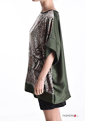 Blouse col rond oversize satin manches courtes - ph 3