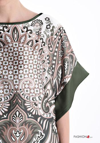 Blouse col rond oversize satin manches courtes - ph 4