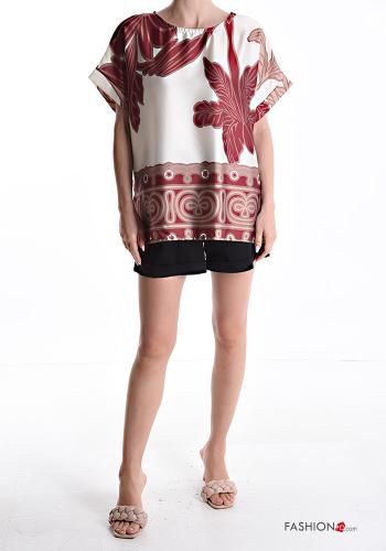 Blouse manches courtes satin col rond Imprimé mixte - ph 5